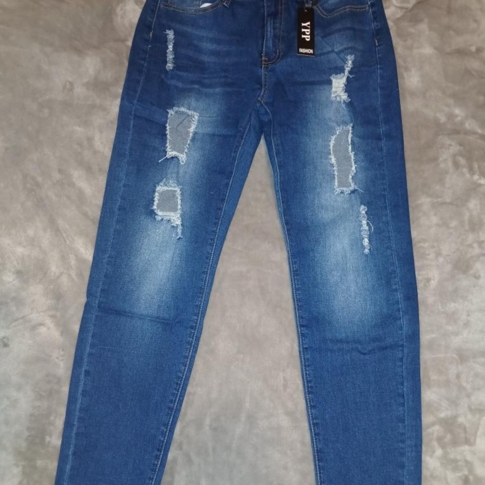 Women's Distressed Blue Jeans